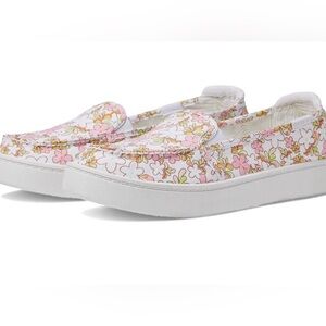 Roxy Floral Slip-On Sneakers in White, Pink & Green